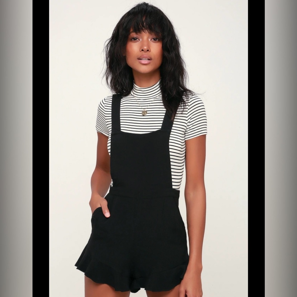 BB Dakota Over All of it Black Overall Shorts (Romper) with Pockets
